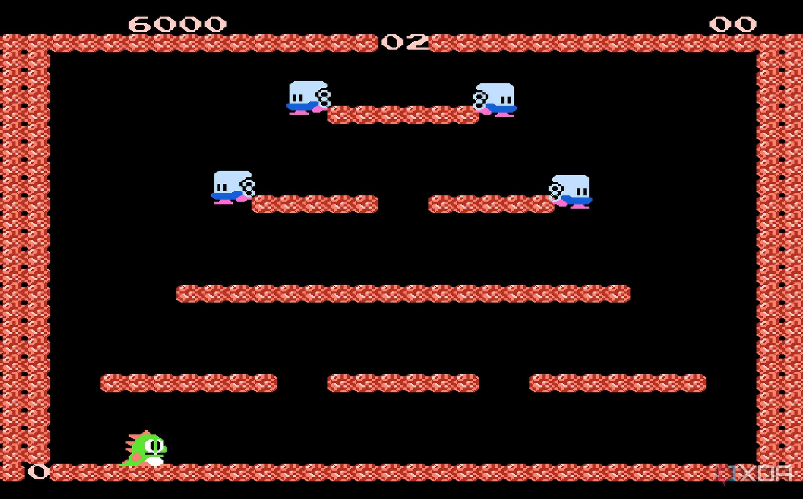 Screenshot from the NES game Bubble Bobble.