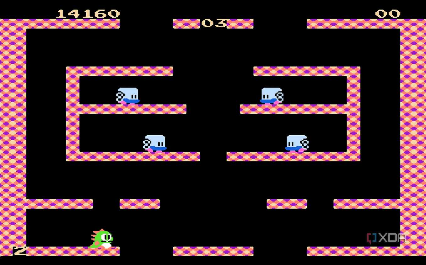 Screenshot from the NES game Bubble Bobble.