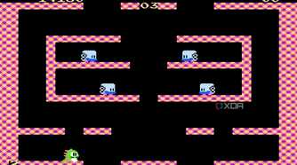 Screenshot from the NES game Bubble Bobble.