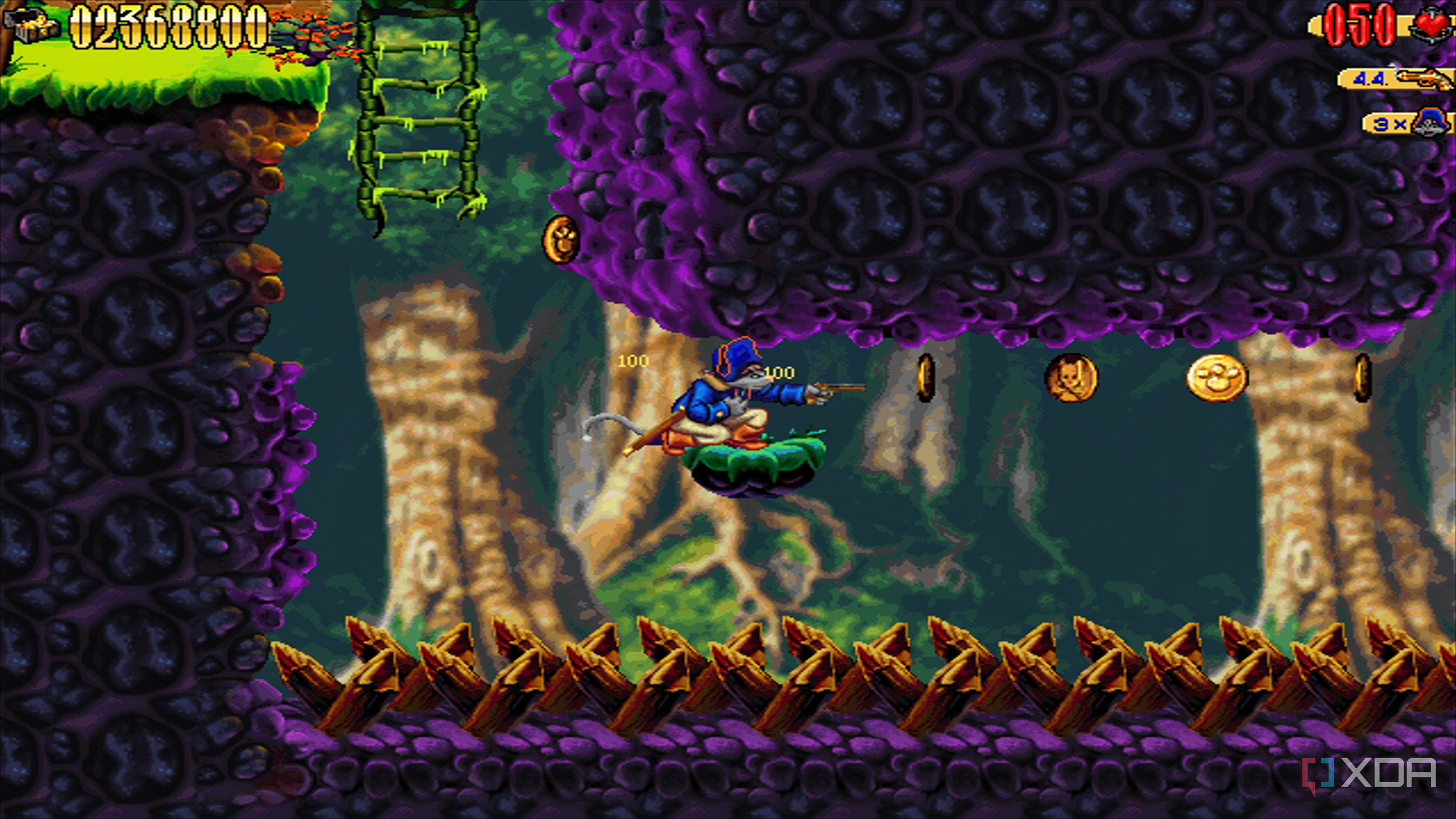Claw crouched and brandishing a revolver in the 1997 game Claw.