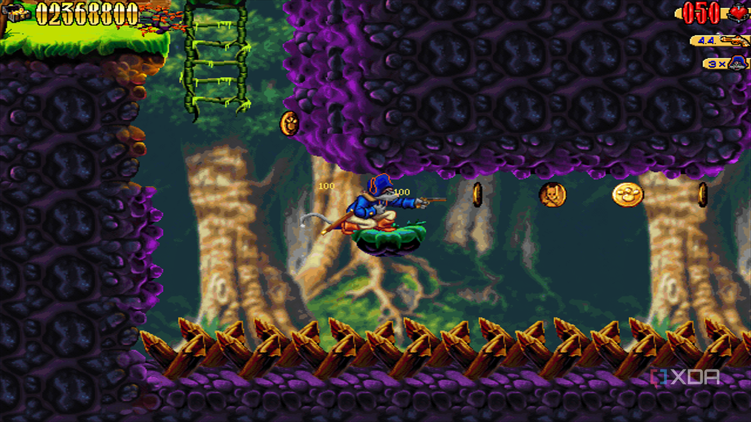 Claw crouched and brandishing a revolver in the 1997 game Claw.