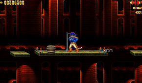 Claw's arms crossed in the 1997 game Claw.
