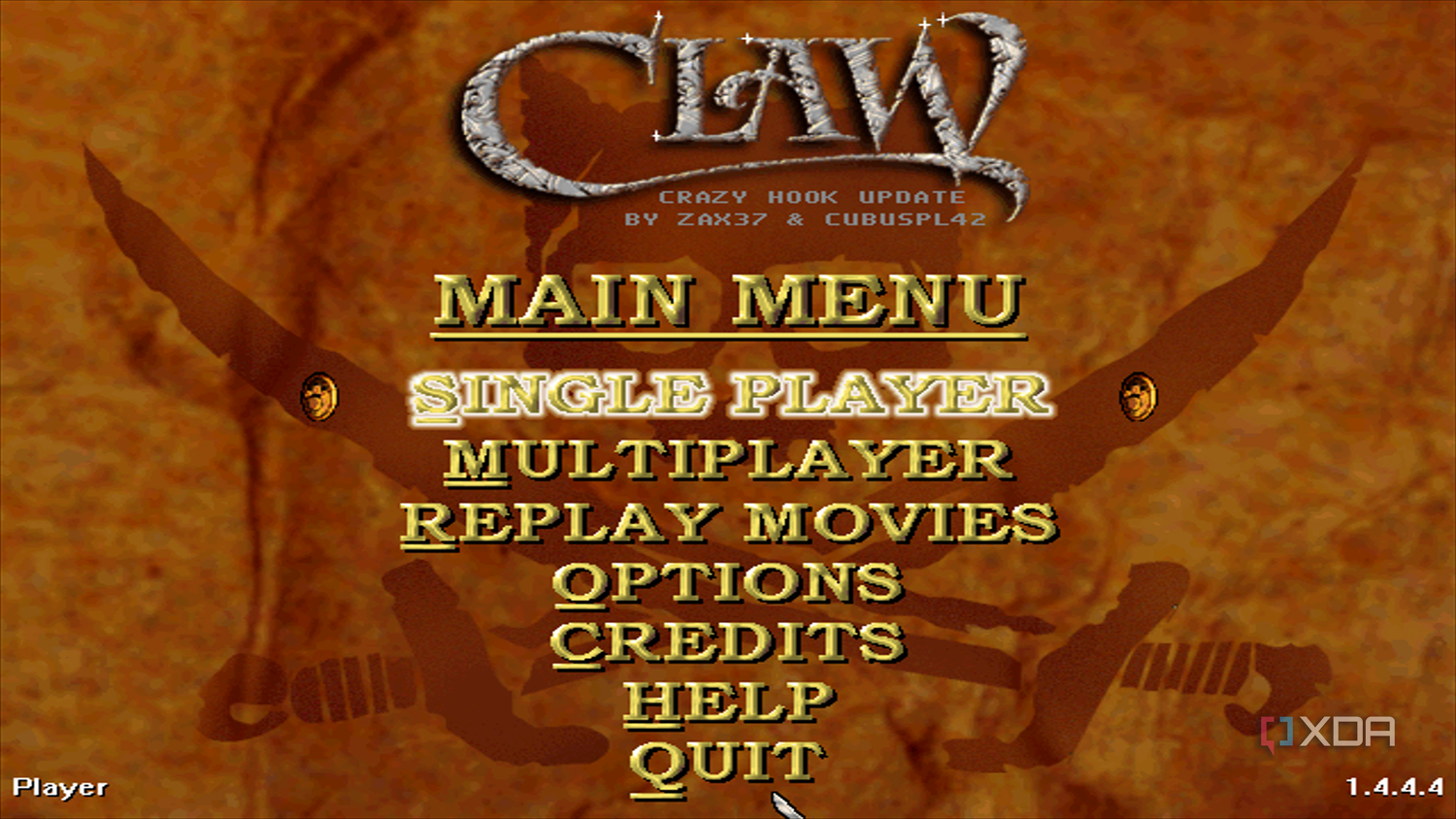 The main menu in the 1997 game Claw.
