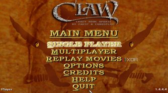 The main menu in the 1997 game Claw.