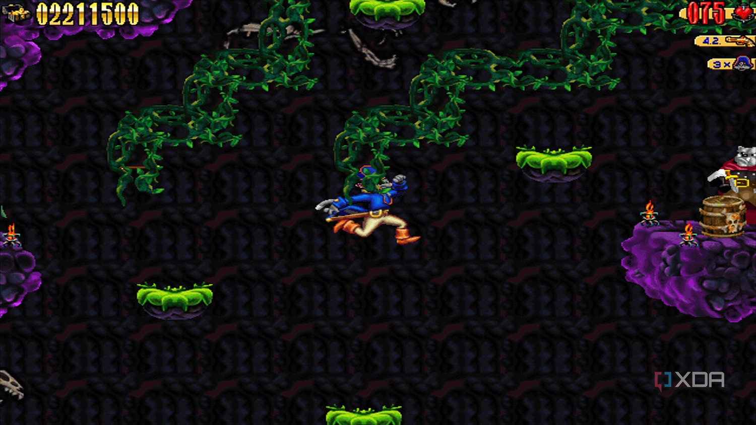 Tricky platforming section in the 1997 game Claw.