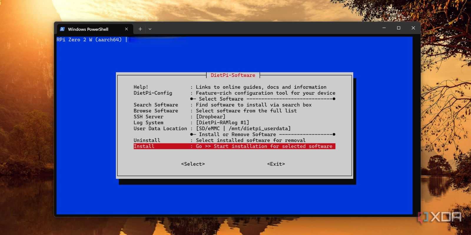 screenshot of commencing plex media server install dietpi