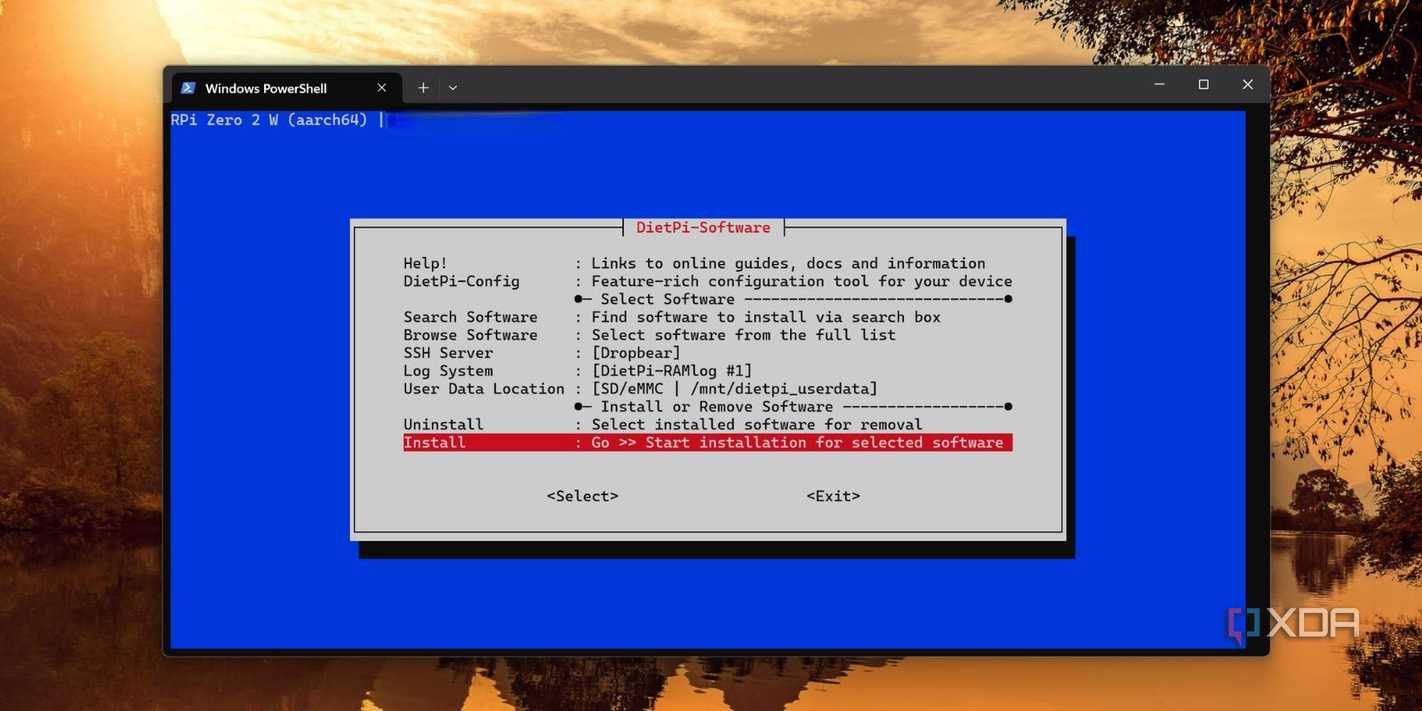 screenshot of commencing plex media server install dietpi