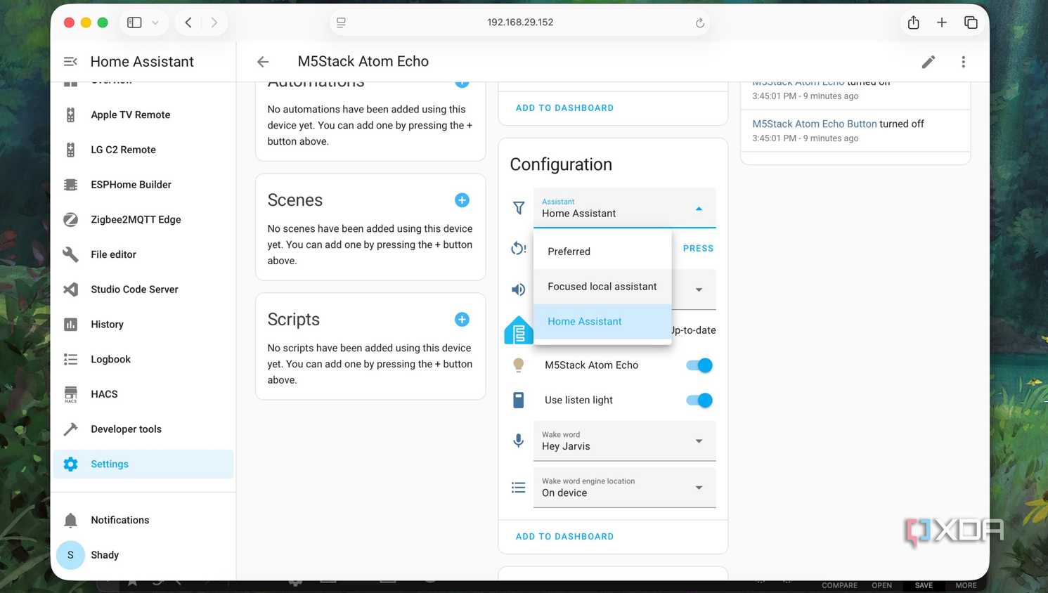 Configure Assistant for the Voice Assistant stack