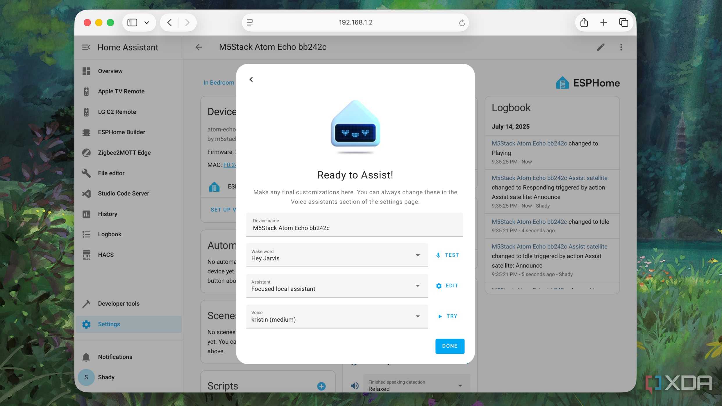 Configure ATOM Echo Settings in Home Assistant