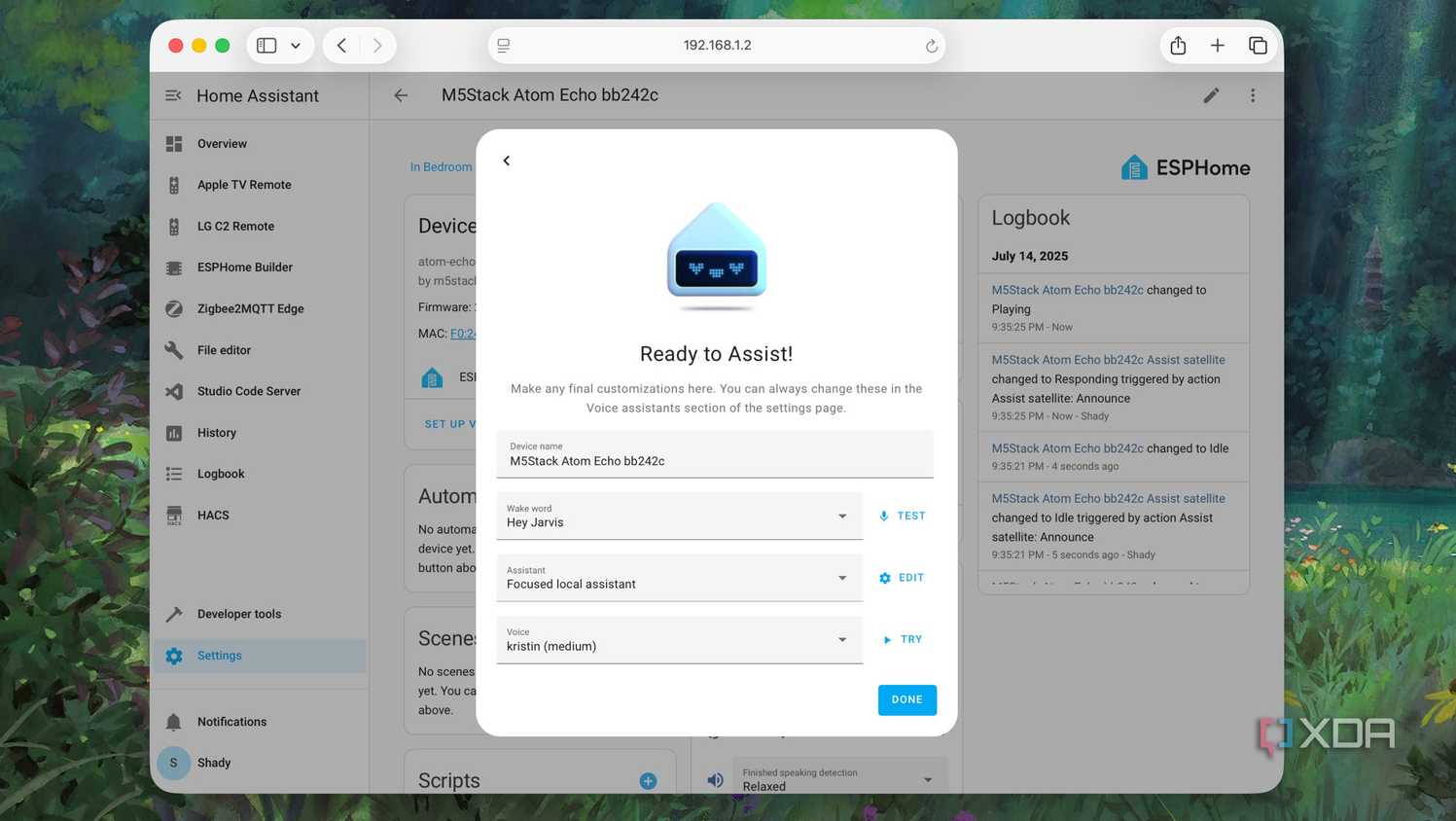 Configure ATOM Echo Settings in Home Assistant