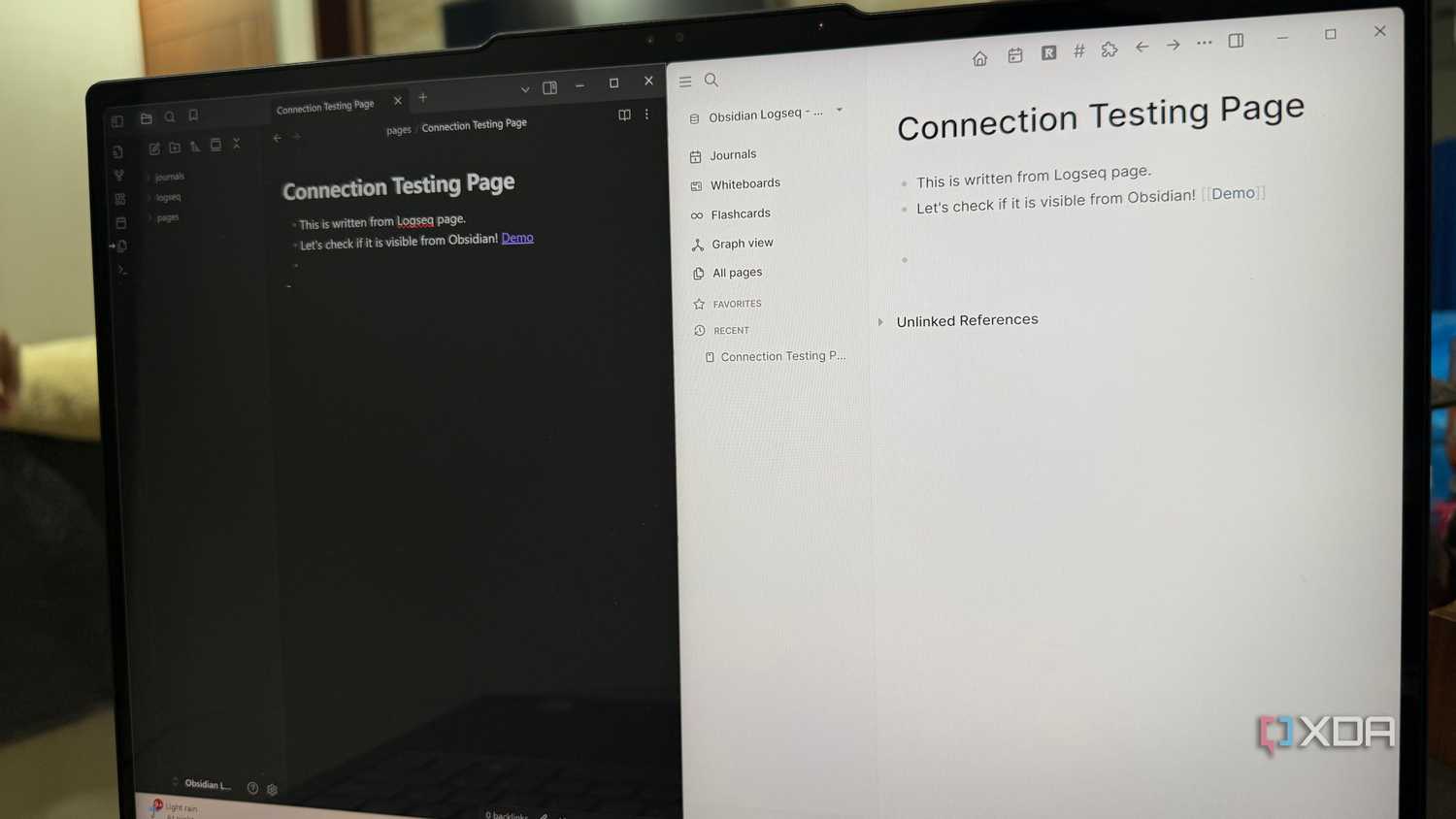 Logseq and Obsidian on the screen