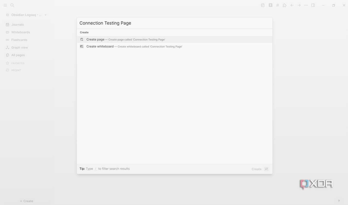Create connection testing page in Logseq