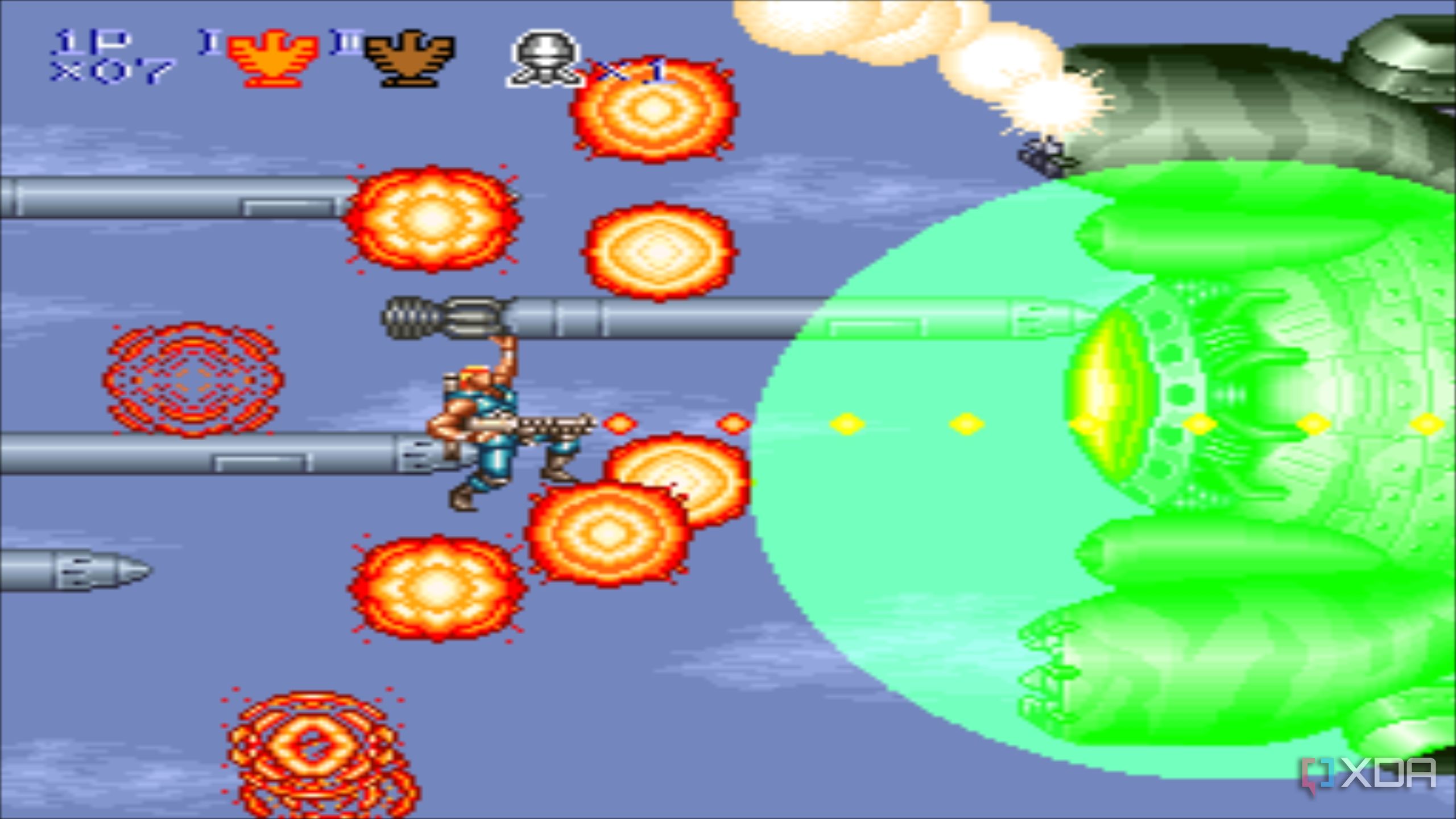 Stage 4 boss battle in Contra III: The Alien Wars.