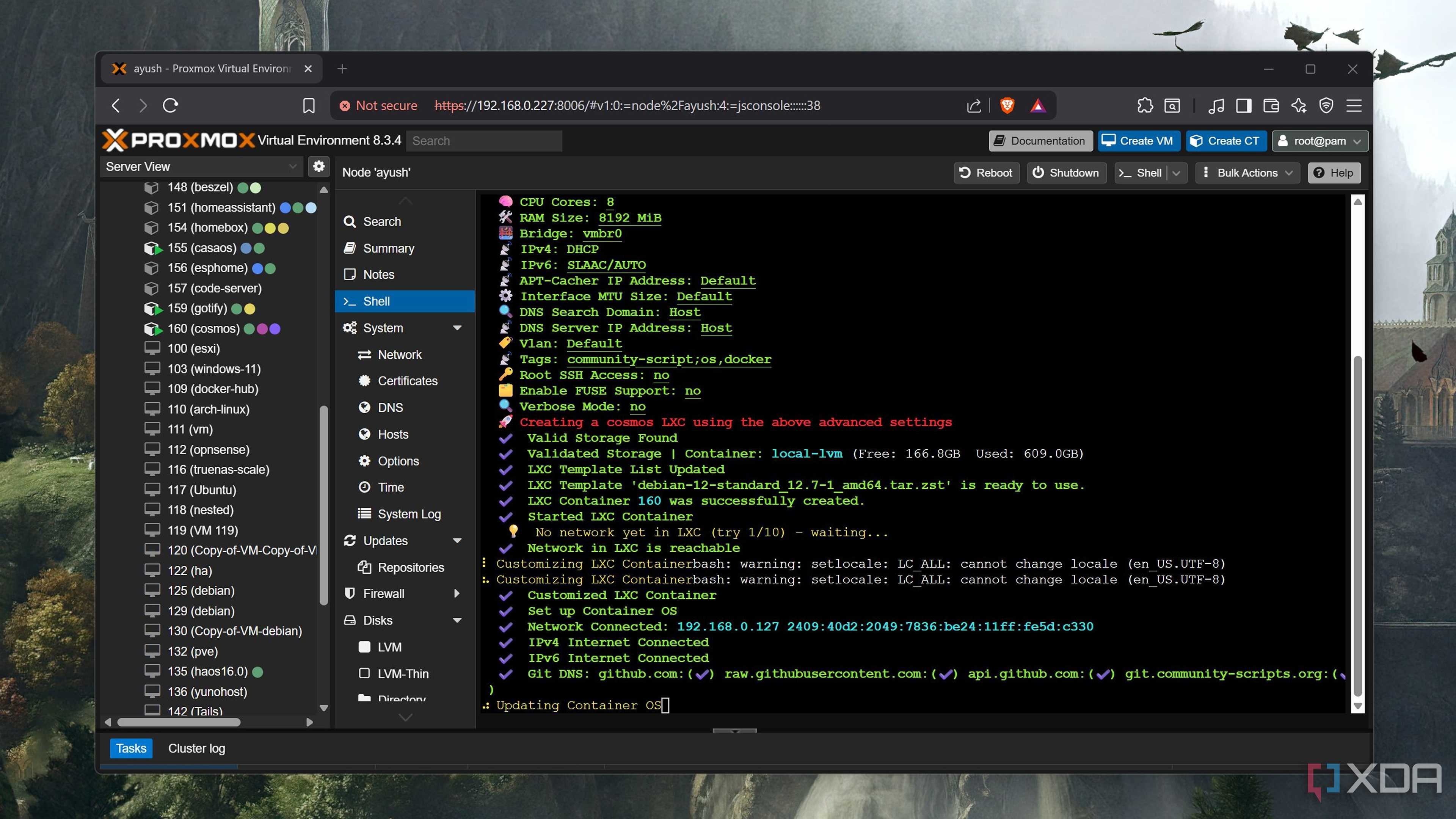 Installing a Cosmos LXC on Proxmox