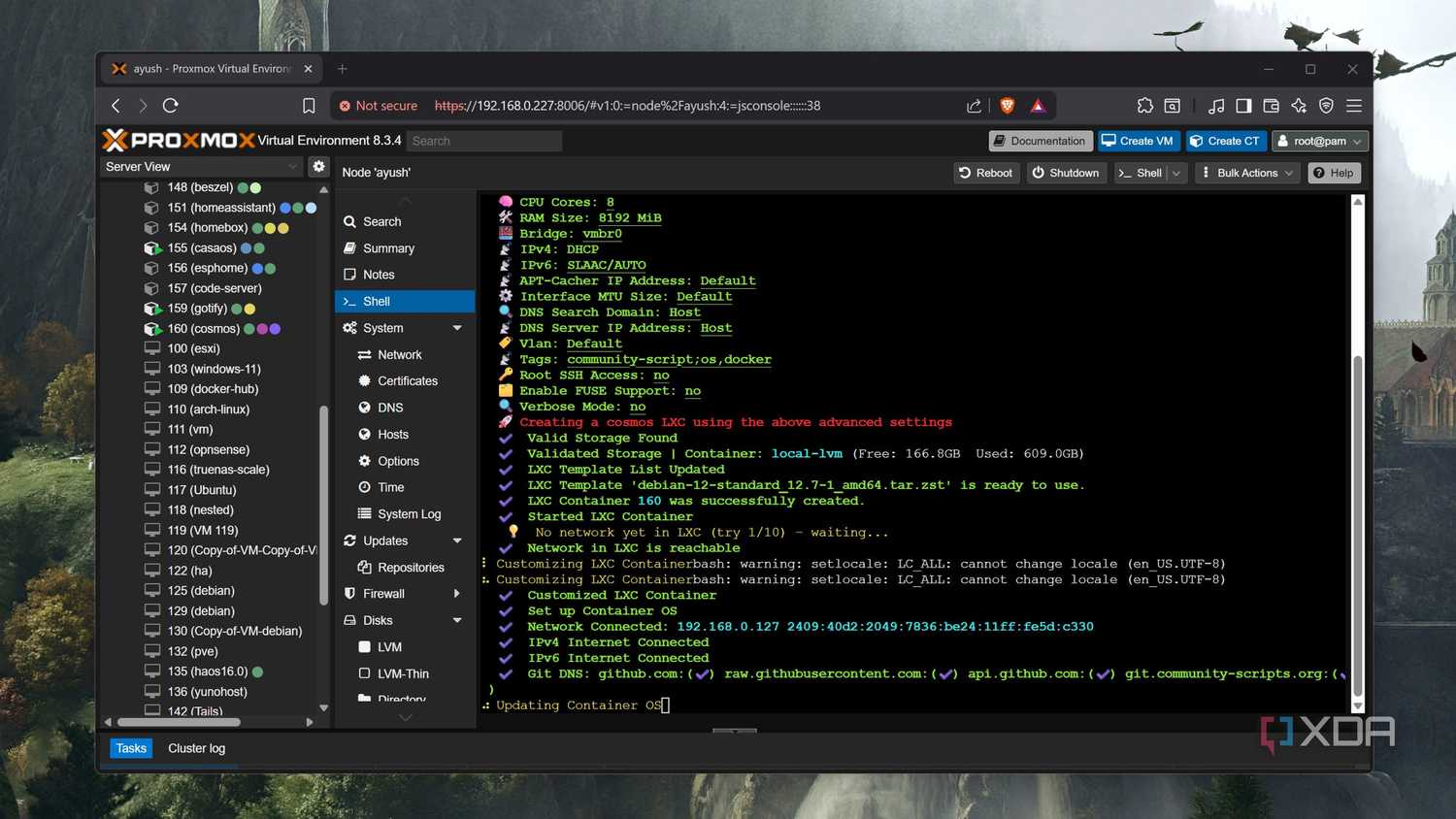 Installing a Cosmos LXC on Proxmox
