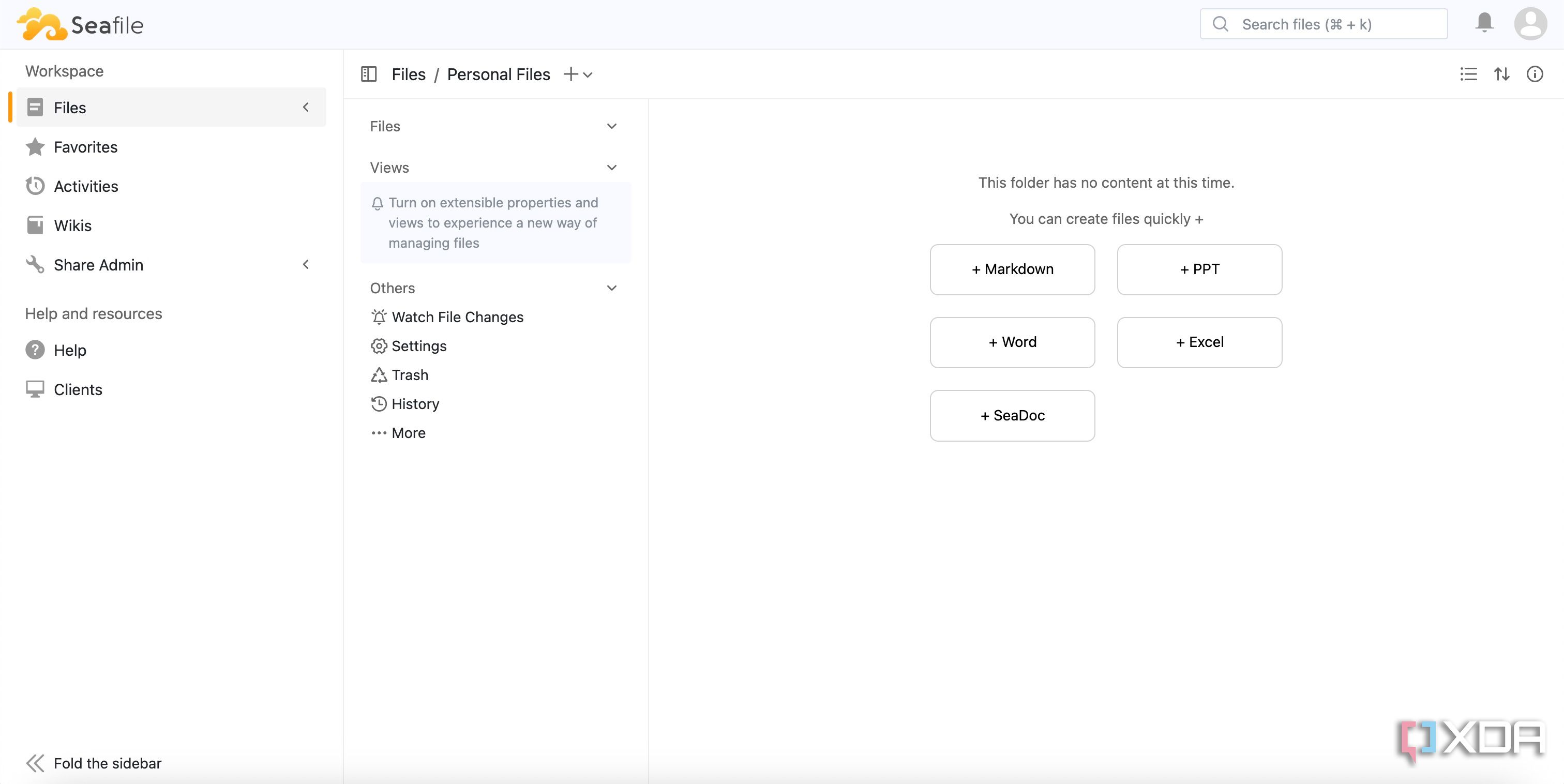 Create new file inside Seafile