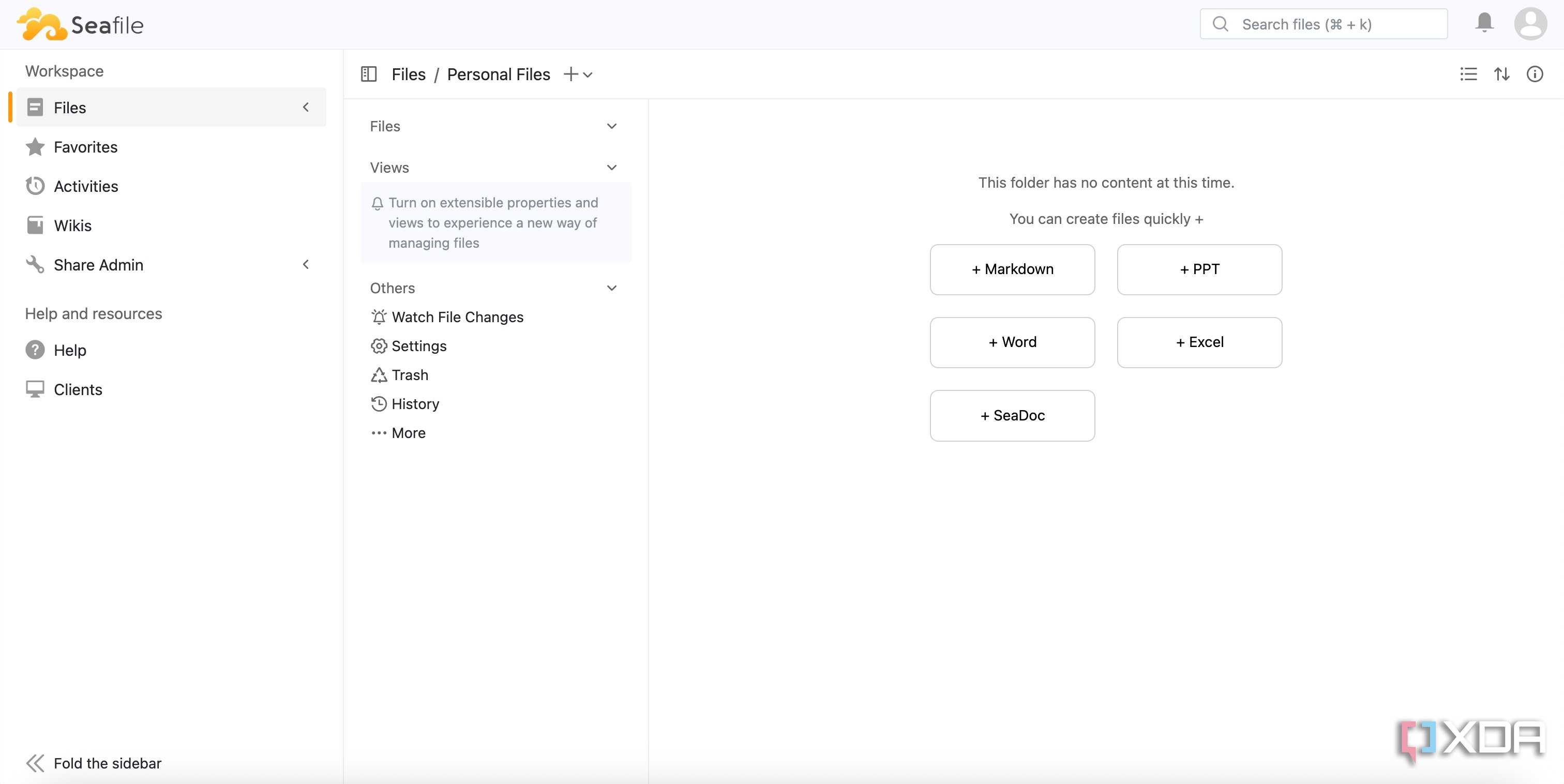 Create new file inside Seafile