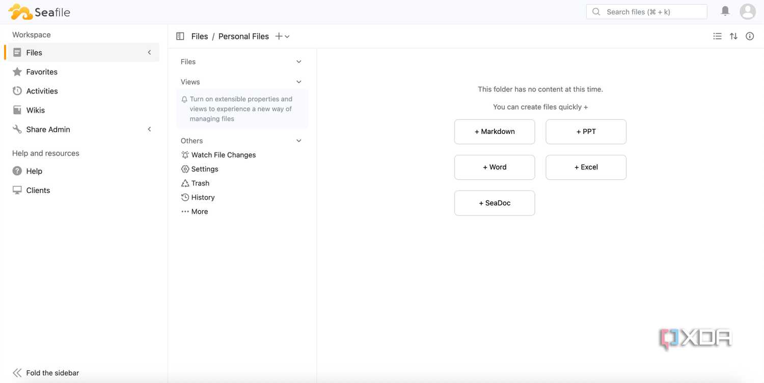 Create new file inside Seafile
