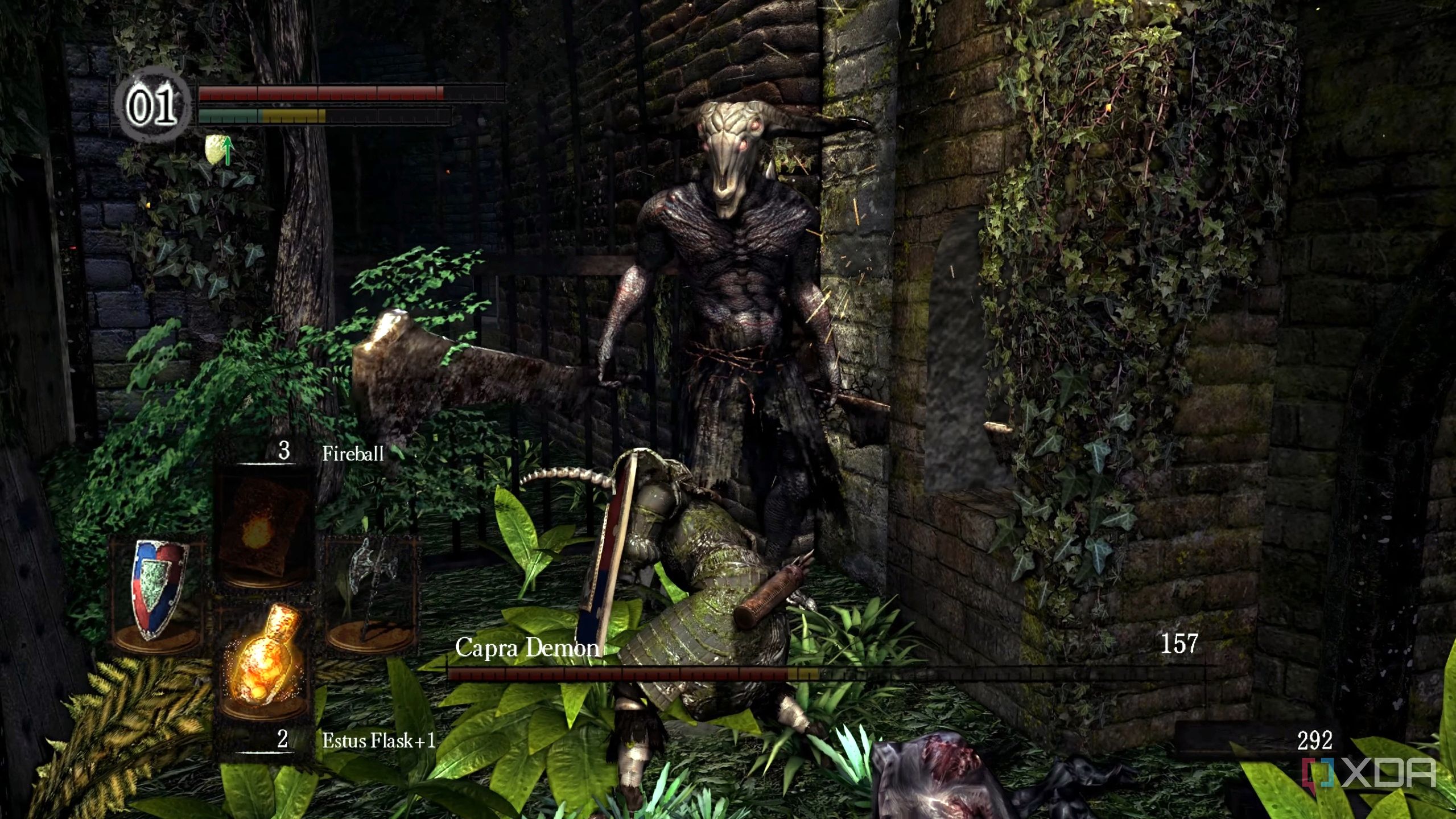 The Capra Demon boss fight in Dark Souls.