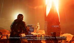 Isaac looking at Nicole and the Marker in Dead Space (2023).