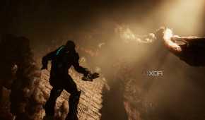 Isaac flying in Zero-G in Dead Space (2023).