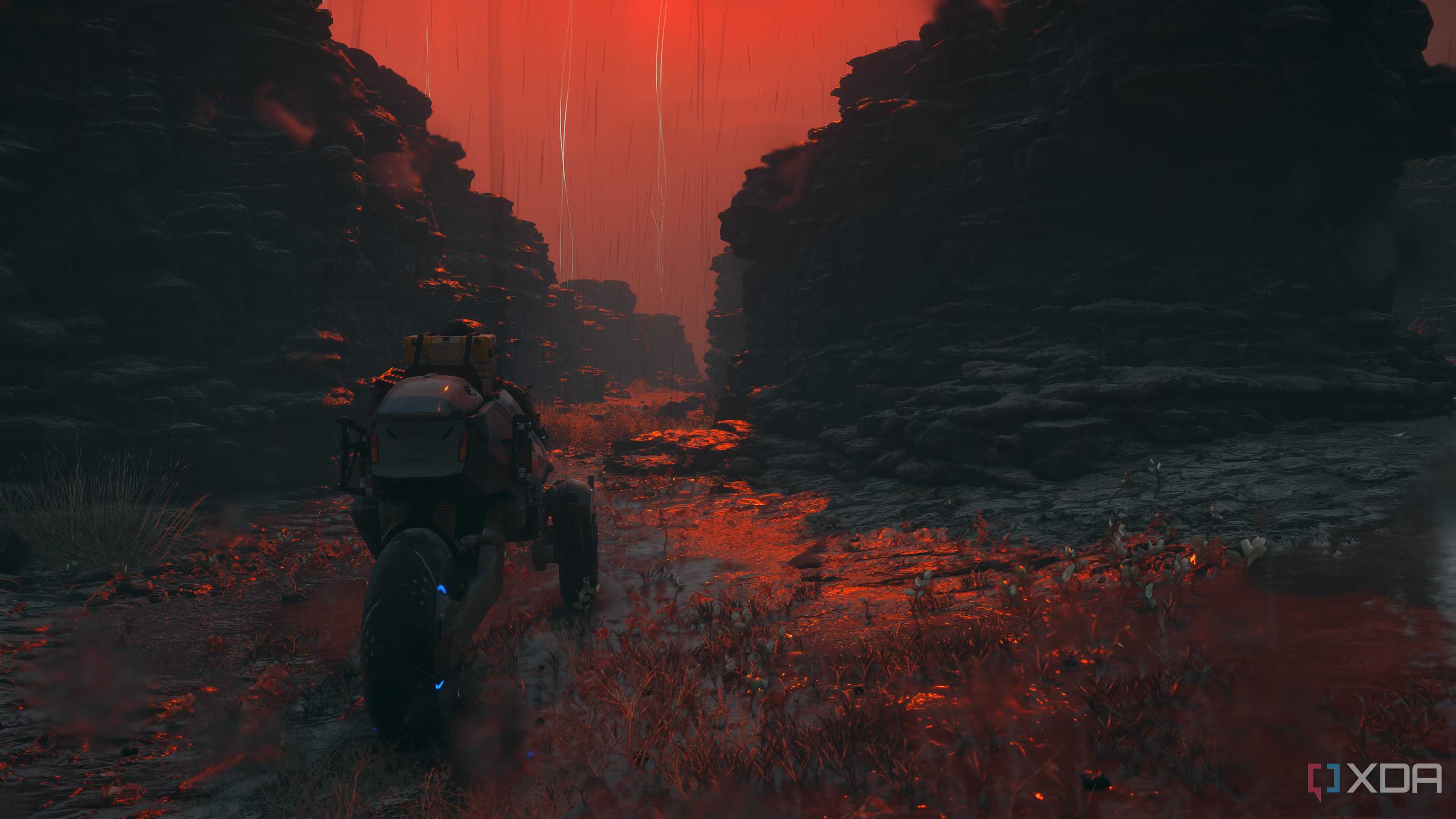 Sam riding a trike in Death Stranding 2.