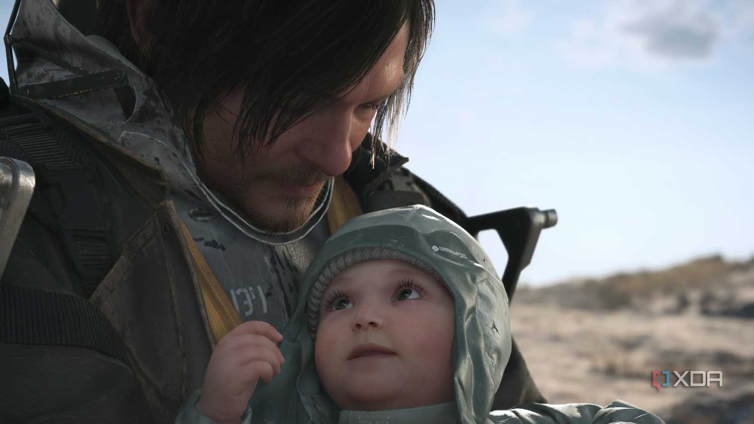 Sam and baby Lou in Death Stranding 2.