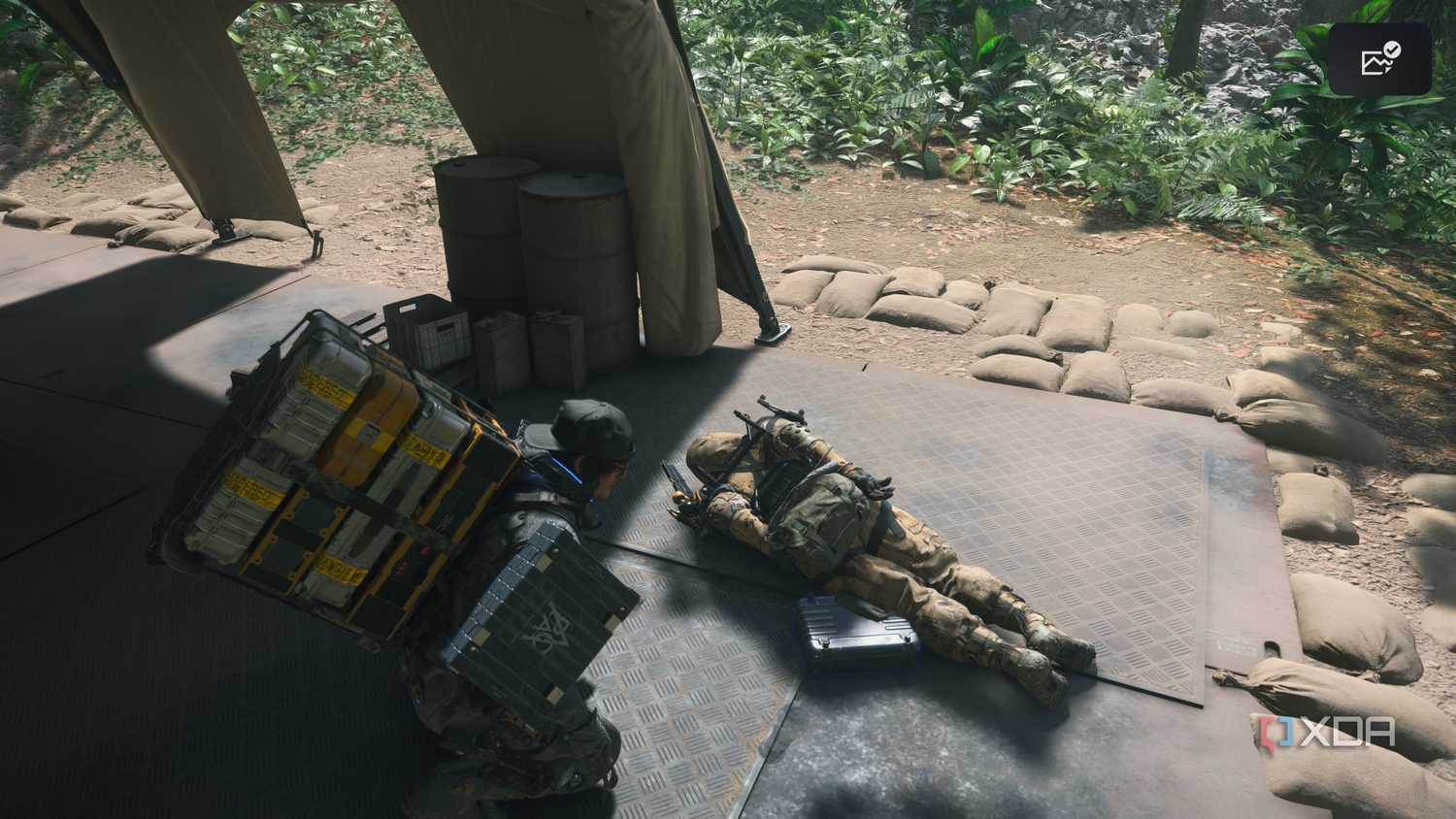 A tied up enemey in Death Stranding 2.