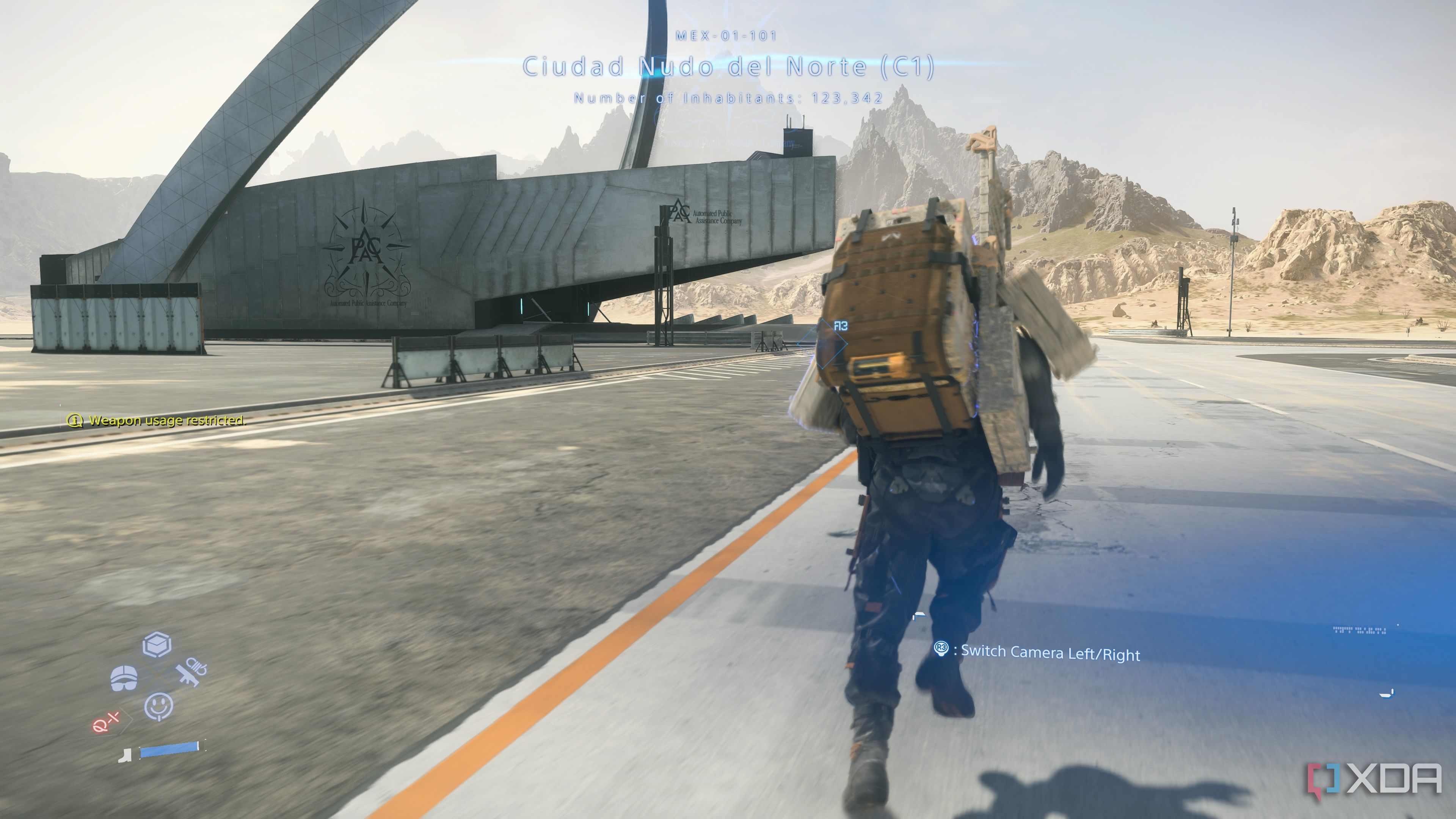 Approaching a research center in Death Stranding 2.