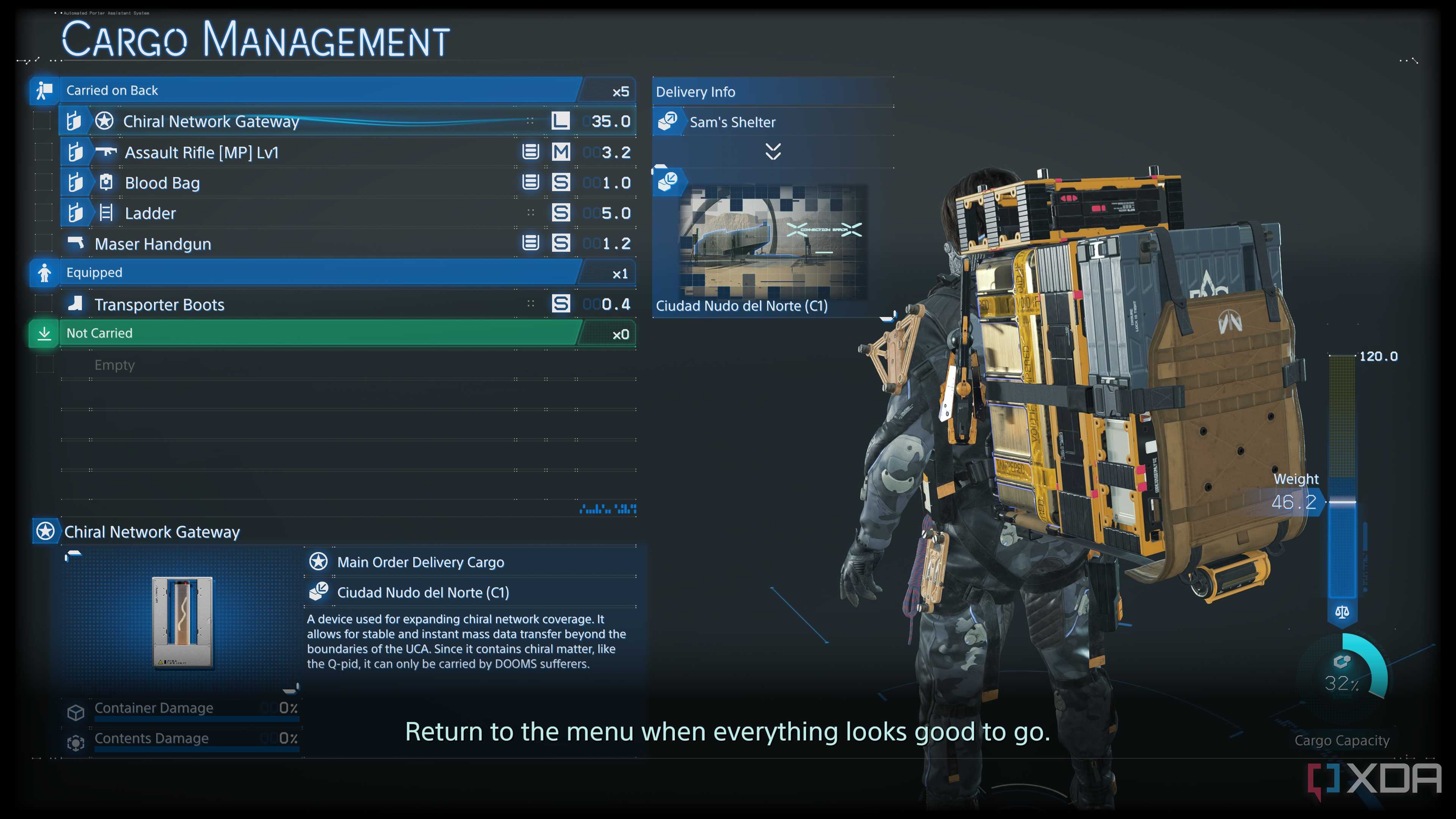 Cargo management in Death Stranding 2.