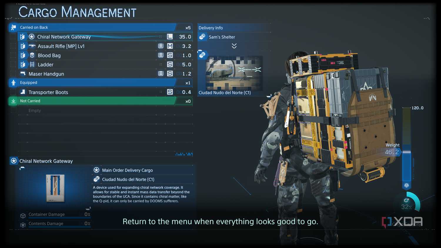 Cargo management in Death Stranding 2.