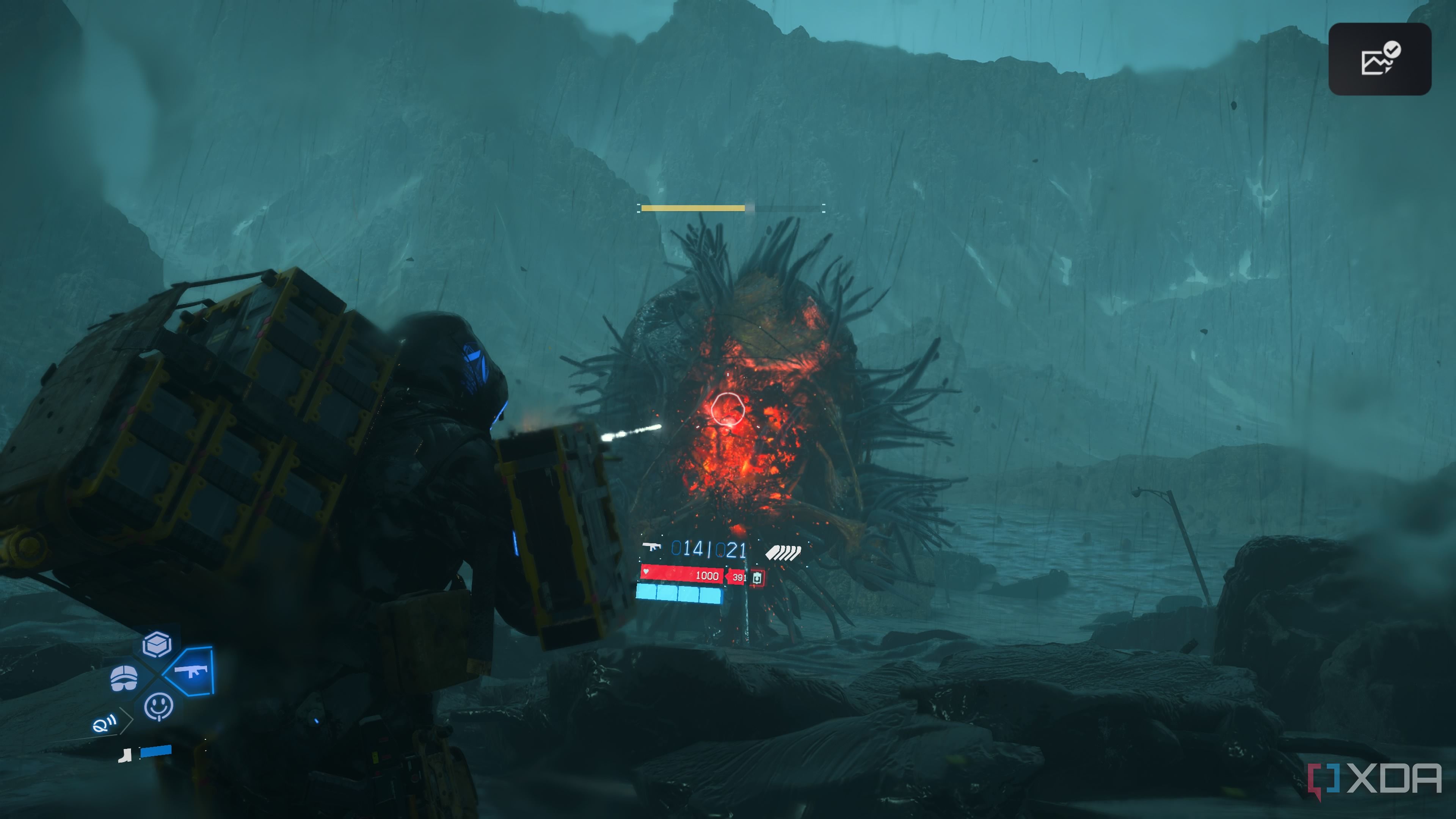 Fighting a BT in Death Stranding 2.