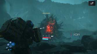 Fighting a BT in Death Stranding 2.