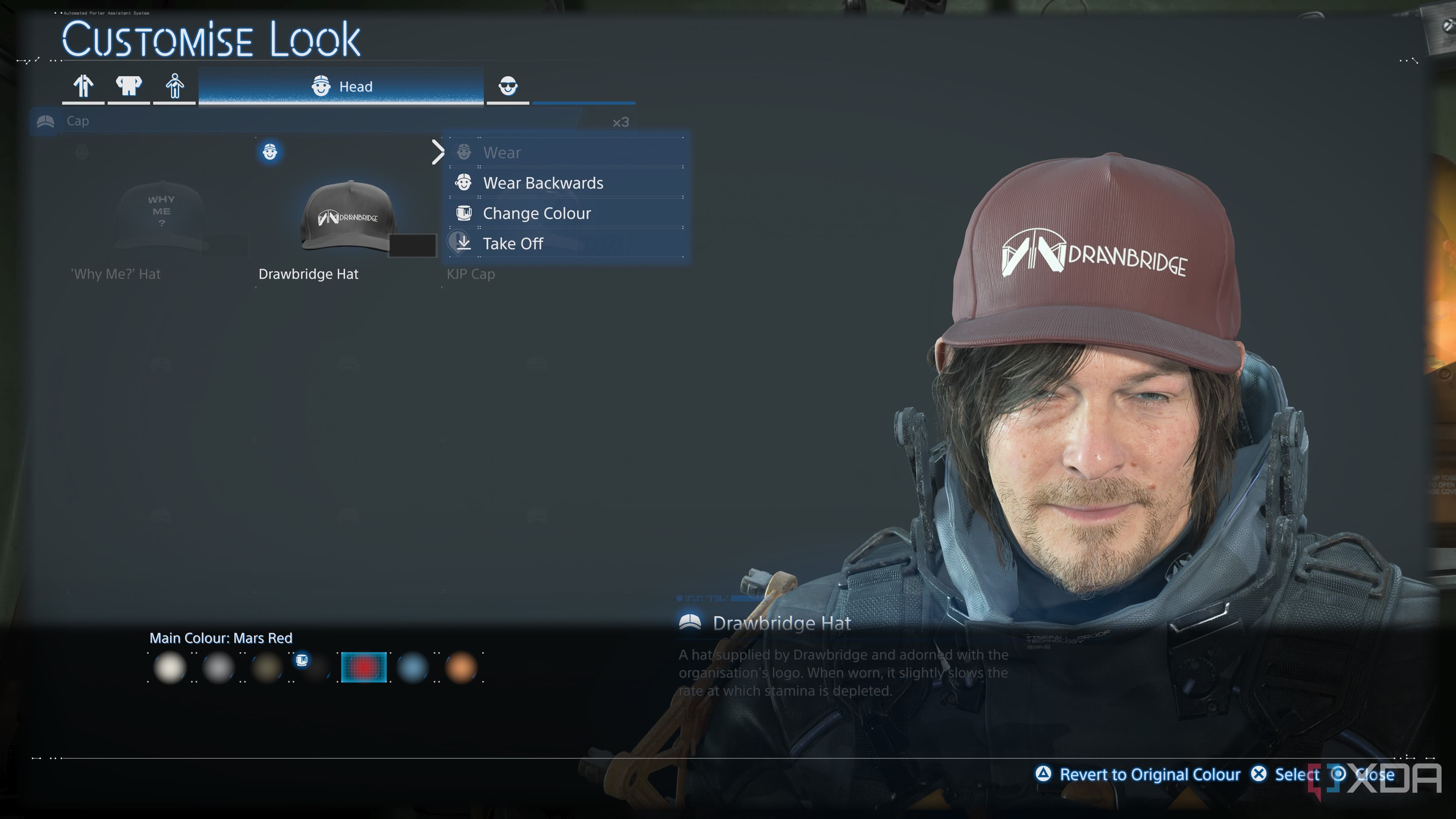 Customizable cap in Death Stranding 2.