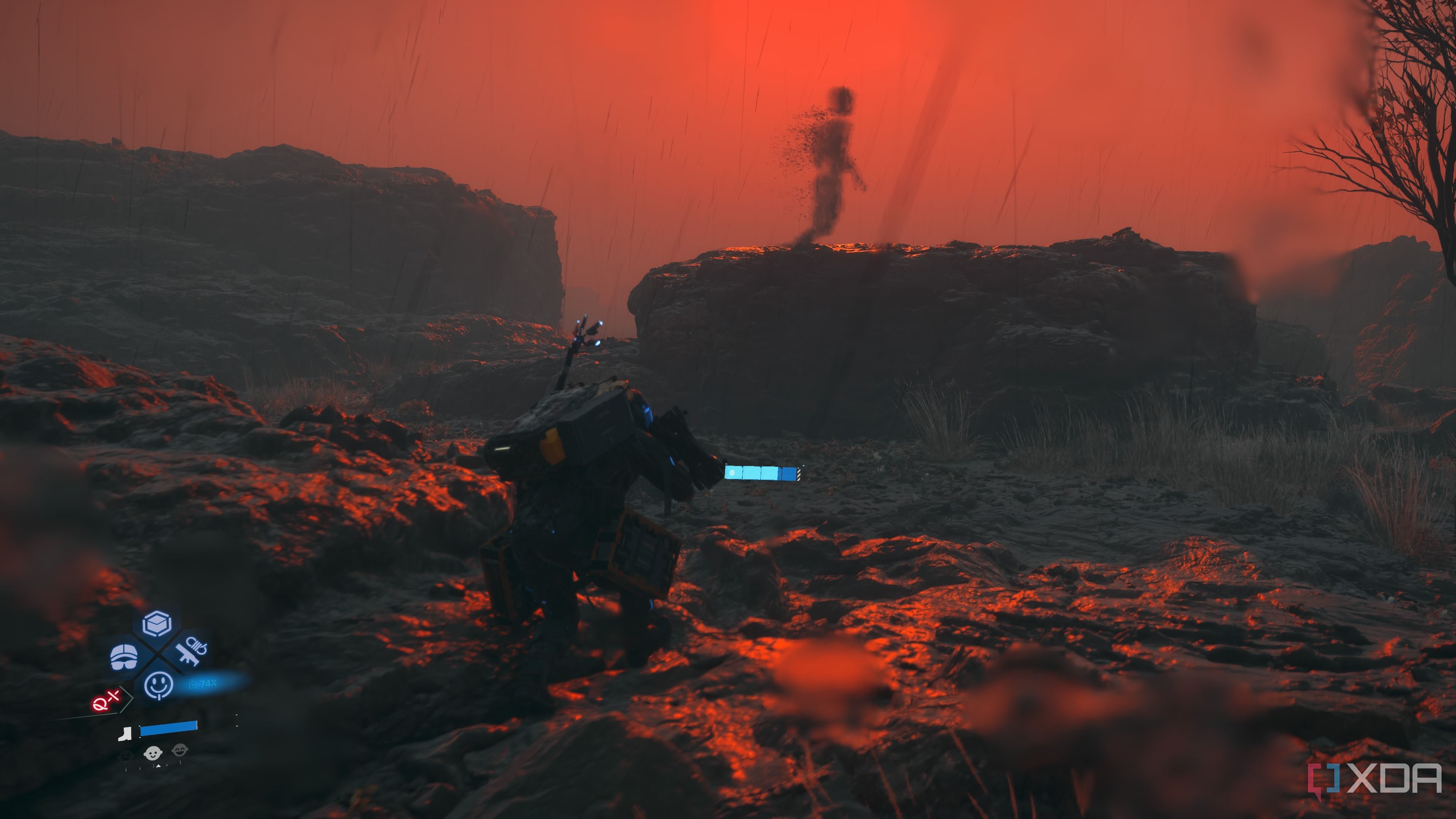 Hiding from a watcher BT in Death Stranding 2.