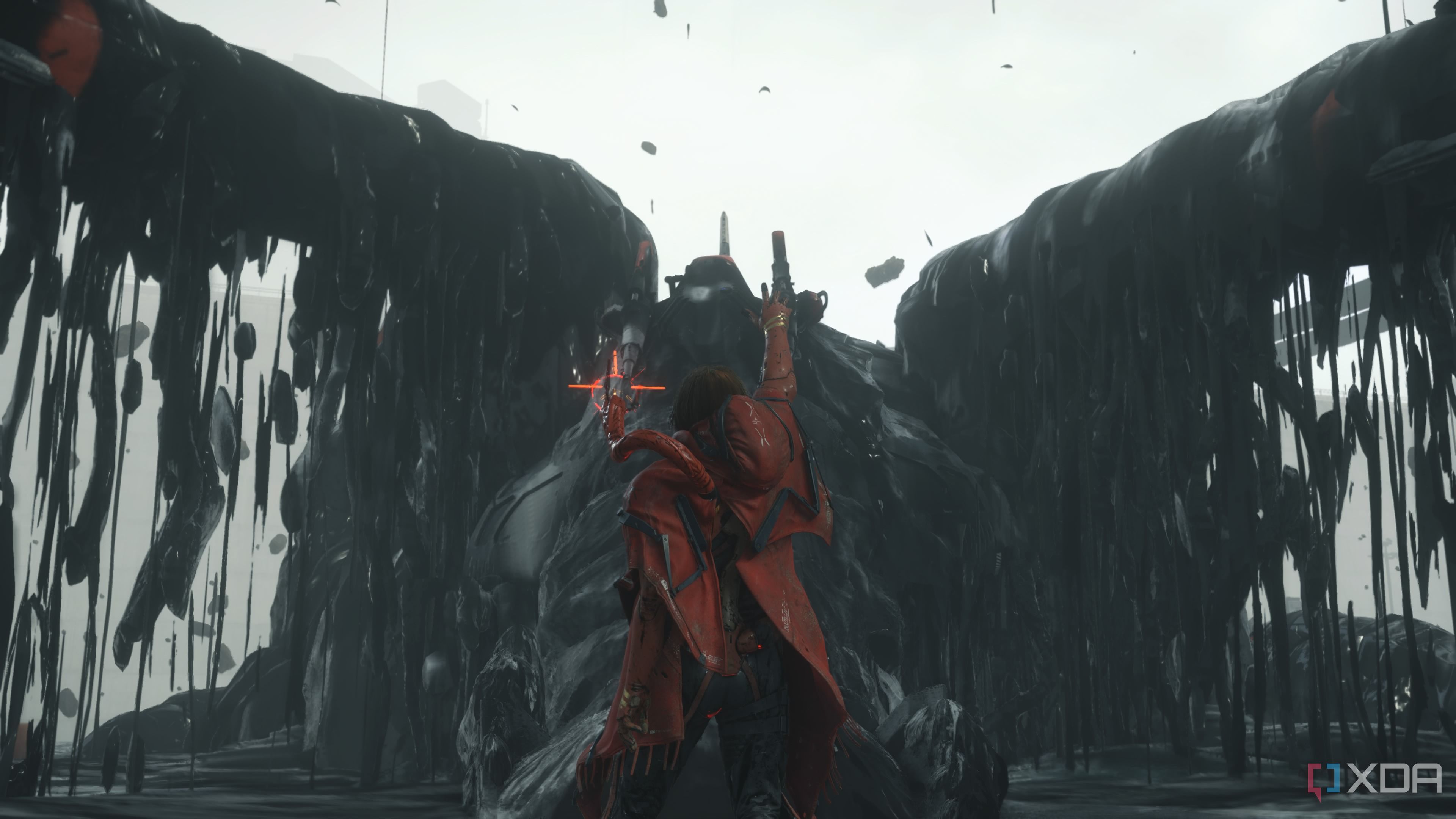 Higgs summoning a mecha-BT in Death Stranding 2.