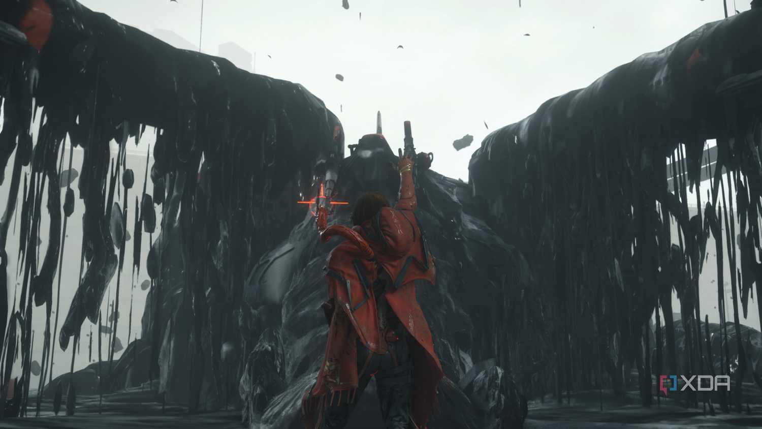 Higgs summoning a mecha-BT in Death Stranding 2.