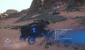 Driving the off-roader pickup in Death Stranding 2.
