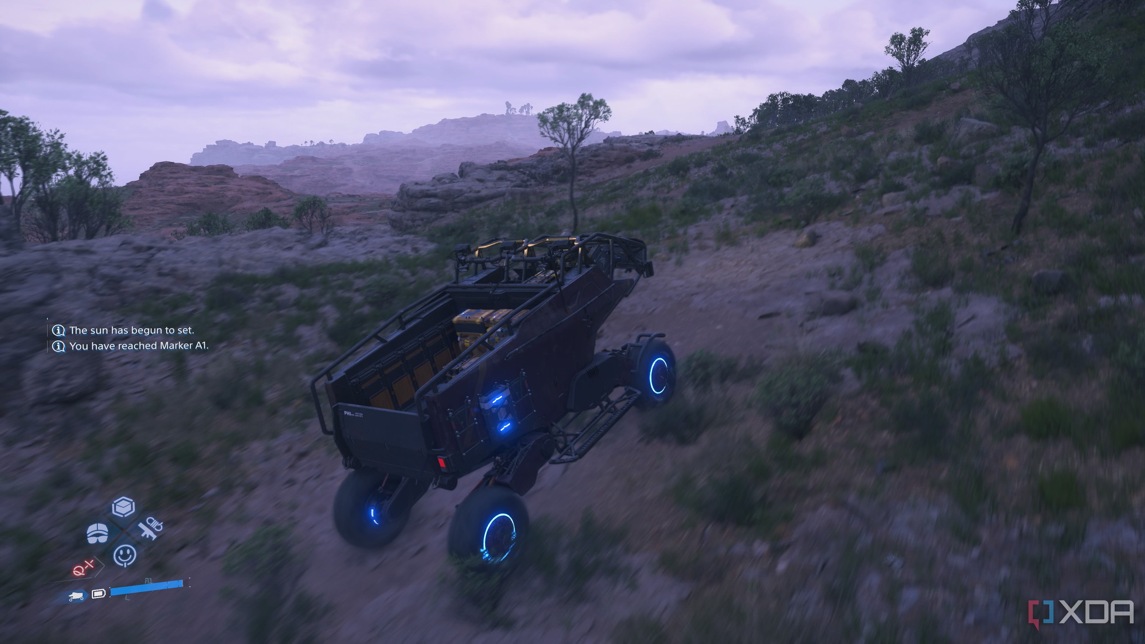 A pickup off-roader in Death Stranding 2.