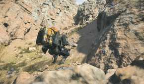 Sam rappelling down a cliff in Death Stranding 2.