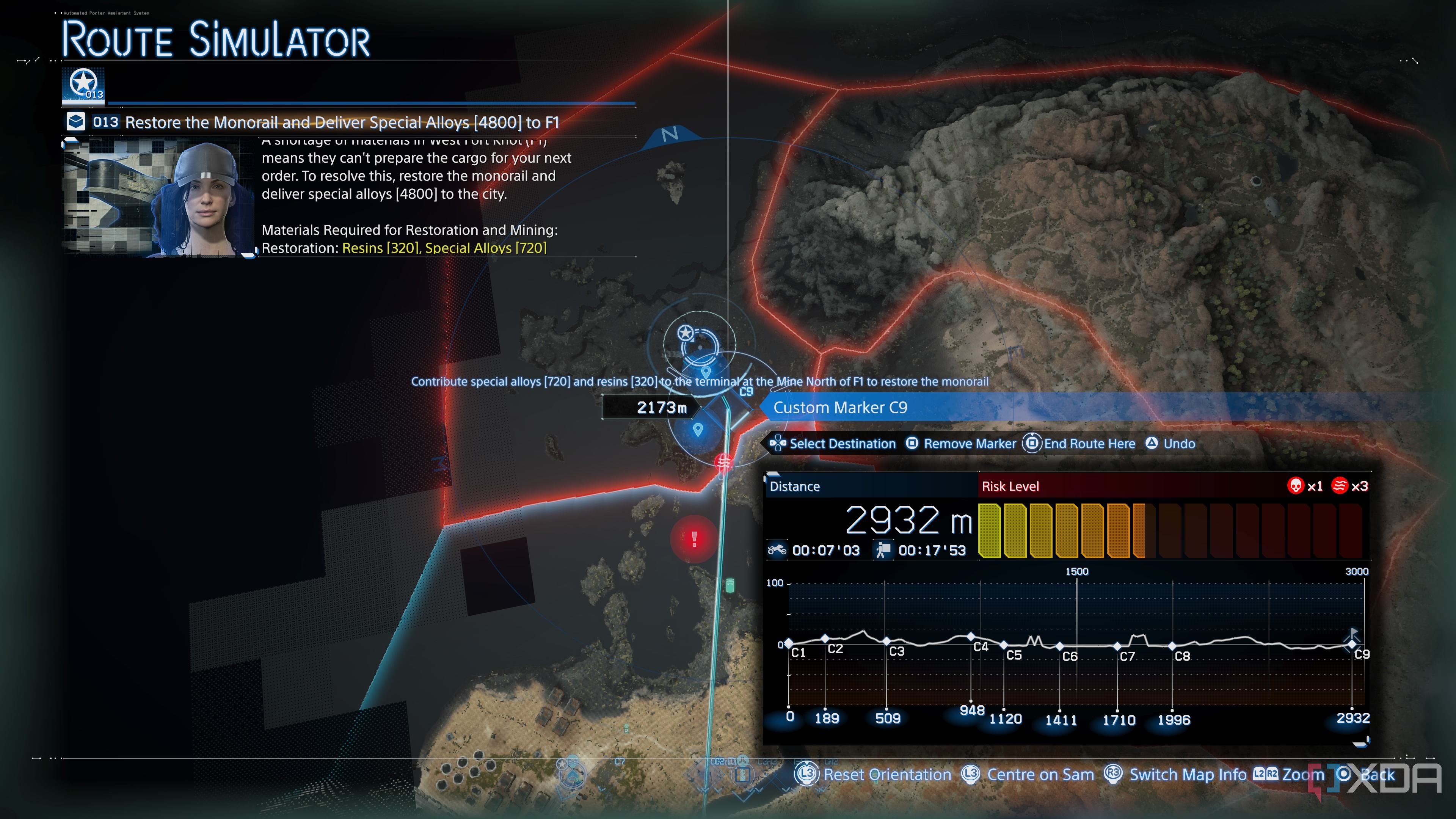 The route simulator in Death Stranding 2.