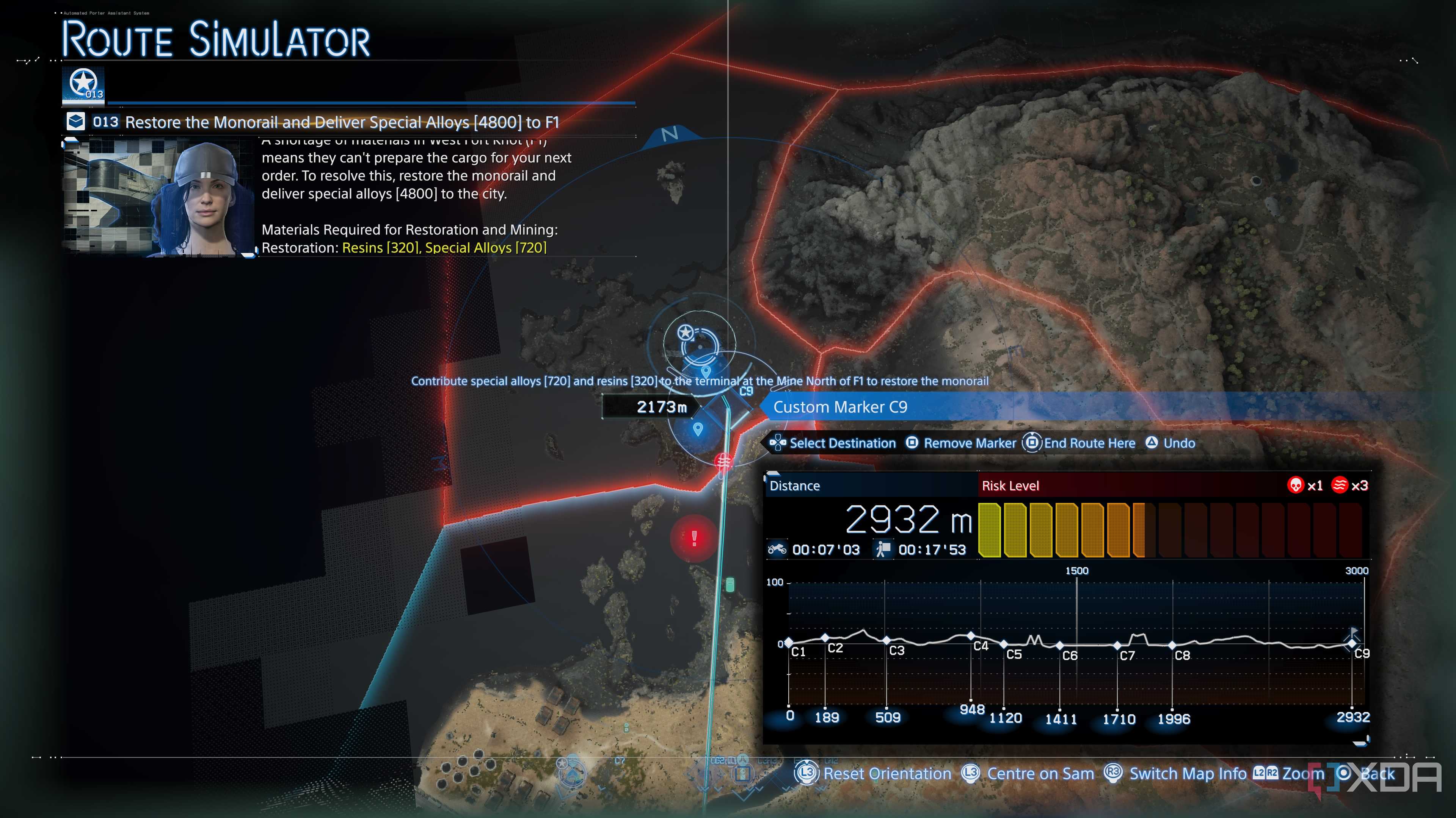 The route simulator in Death Stranding 2.