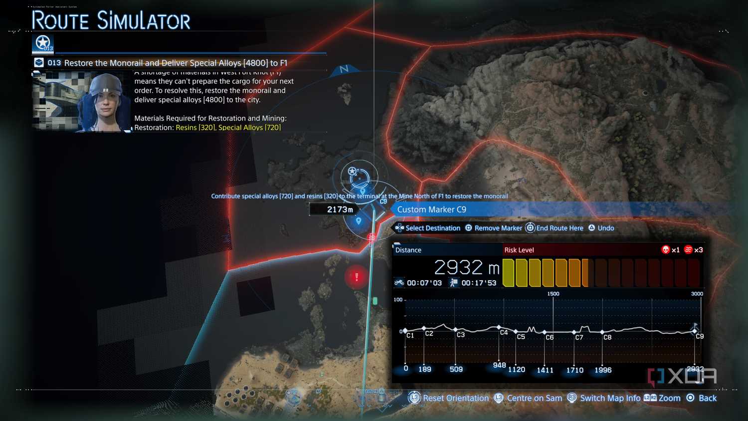The route simulator in Death Stranding 2.