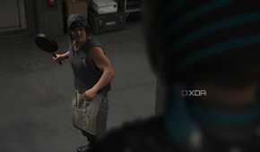 Sam holding a fying pan in Death Stranding 2.