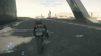 Sam riding a trike in Death Stranding 2.