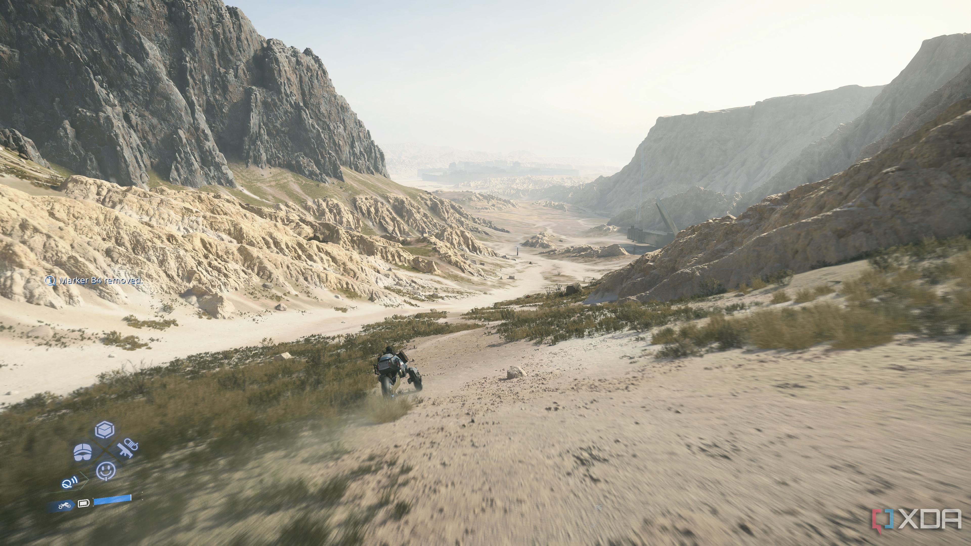 Sam riding a trike in Death Stranding 2.