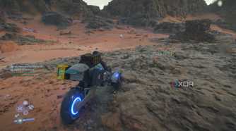 Sam riding a trike in Death Stranding 2.