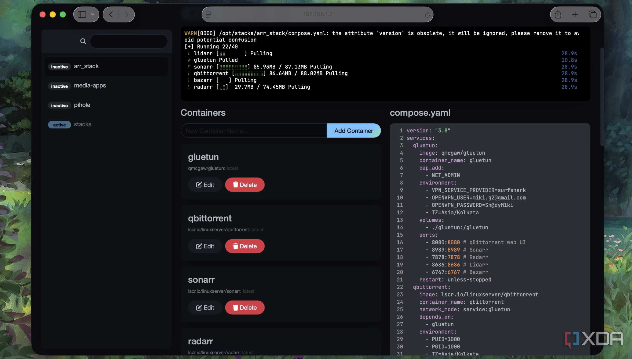 Deploying an ARR stack with Gluetun using Dockge