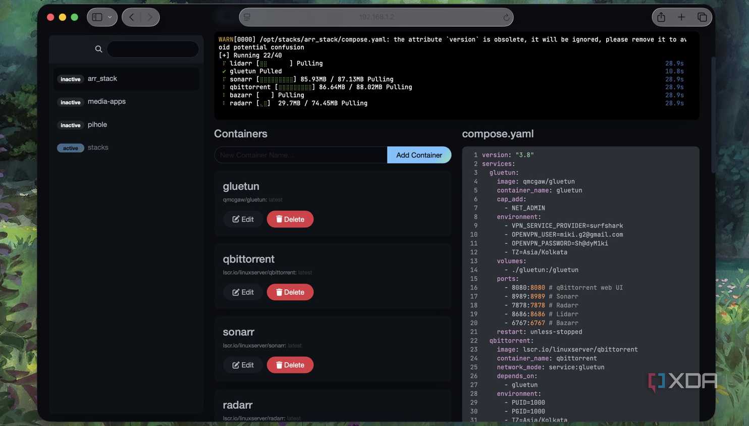 Deploying an ARR stack with Gluetun using Dockge