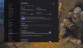 Screenshot showing voice and audio settings in Discord